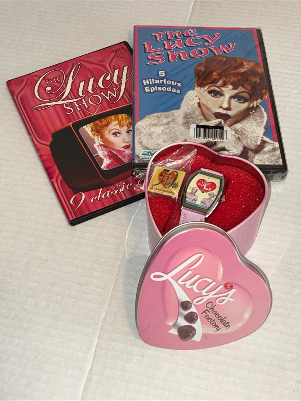 The Lucy Show DVD Set with Pink Heart Tin and Watch